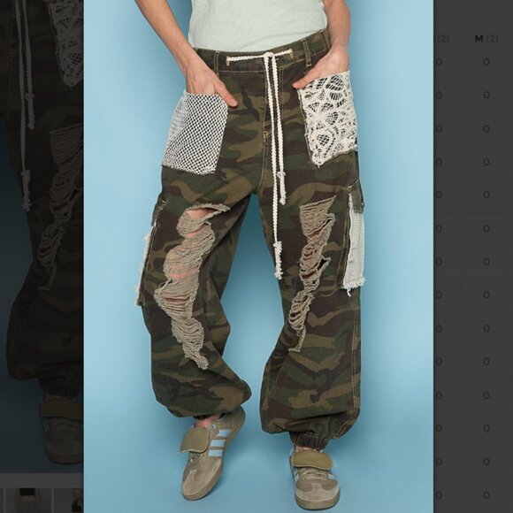 POL Camouflage Joggers with Lace Accents - Picture 2 of 4